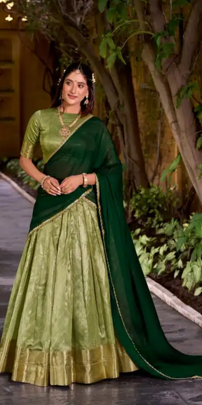 LNB 2026 Pista Color Dupion Silk Lehenga Choli With Zari Work.Wedding, Party, Festive, Events, Special Price ₹1999. Delivery 4-6 Working Days. Shop now. | Lehenga, Bollywood Lehenga, Creative Lehenga, Designer Lehenga, Embroidered Lehenga, Party Wear Lehenga