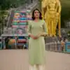 Pista Rayon Embroidery Work Kurti