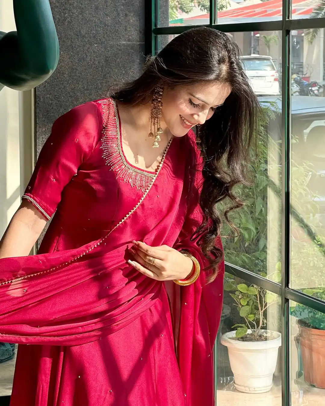 ZF 427 Red Fendy Silk Gown Perfect for Wedding, Party, Haldi, Reception, Holi – . Now at just ₹2099. Delivery 4-6 Working Days. Shop now. | Gowns, Bollywood Gowns, Creative Gowns, Designer Gowns, Embroidered Gowns, Party Wear Gowns