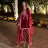 Red Organza Embroidery Work Salwar Suit