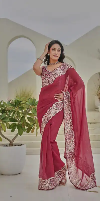 Ram 010 Red Color Silver Crunchy Saree With Embroidery Work Special Wedding, Party, Festive, Events Price ₹2149. Delivery 4-6 Working Days. Shop now. | Sarees, Bollywood Sarees, Creative Sarees, Designer Sarees, Embroidered Sarees, Ethnic Saree, Modern Digital sarees, Party Wear Sarees