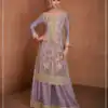 Lavender Chinon Embroidery Work Salwar Suit