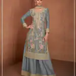 Grey Chinon Embroidery Work Salwar Suit