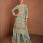 Sea Green Chinon Embroidery Work Salwar Suit