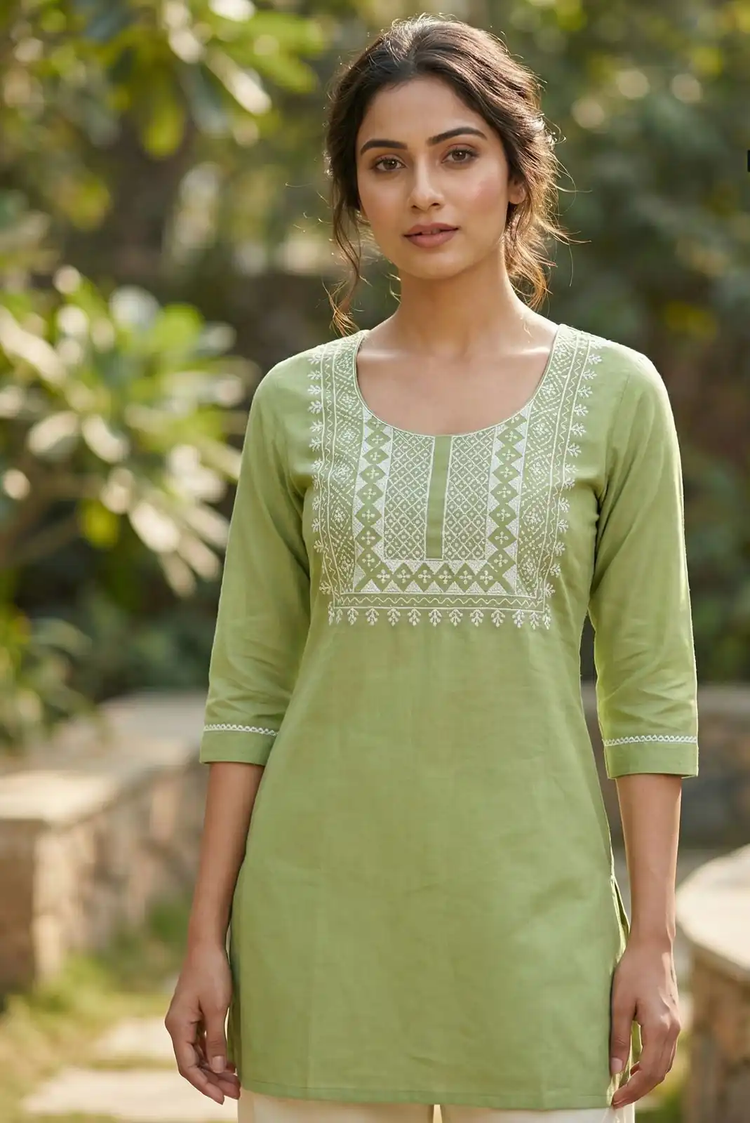 Pista Rayon Thread Work Kurti