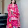 Pink French Crape Mirror Work Salwar Suit
