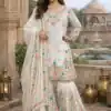 White Organza Silk Sequence Moti Work Salwar Suit