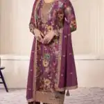 Wine Vichitra Digital Print Embroidery Work Salwar Suit