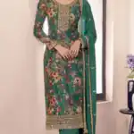 Green Vichitra Digital Print Embroidery Work Salwar Suit