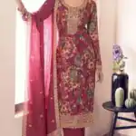 Pink Vichitra Digital Print Embroidery Work Salwar Suit