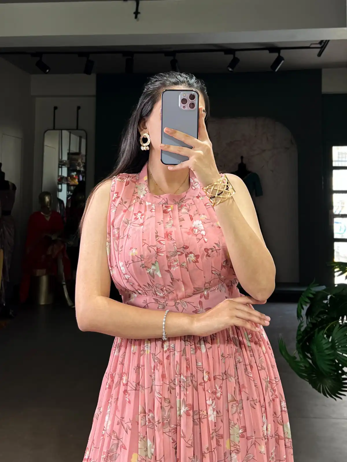 Pink Weightless Marbal Floral Print Gown - Image 4