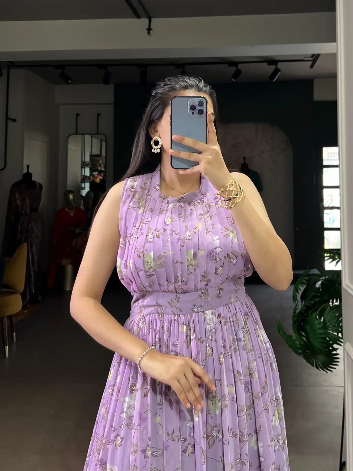 Lavender Weightless Marbal Floral Print Gown - Image 4