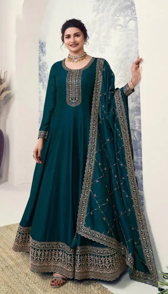 Blue Silk Georgette Embroidery Work Salwar Suit
