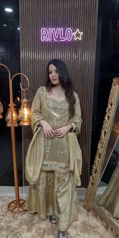 Chiku Cosmos Embroidery Mirror Work Salwar Suit