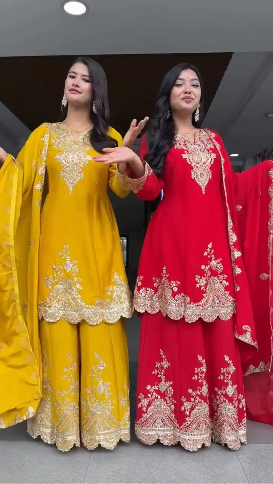 Yellow Faux Georgette Thread Work Salwar Suit