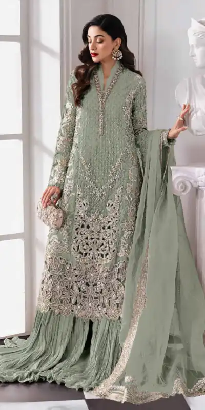 Pista Georgette Sequence Khatli Work Salwar Suit