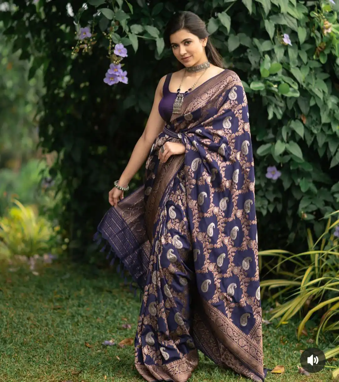 Blue Soft Lichi Silk Lace Border Work Saree