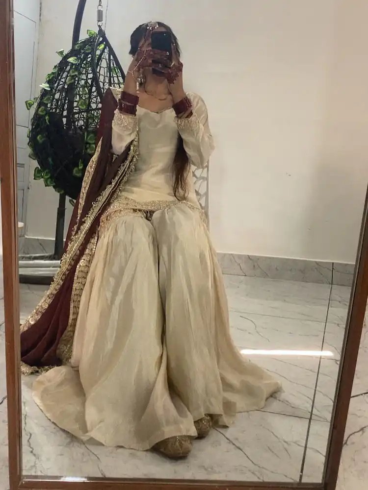 Cream Chinon Lace Embroidery Work Salwar Suit - Image 6