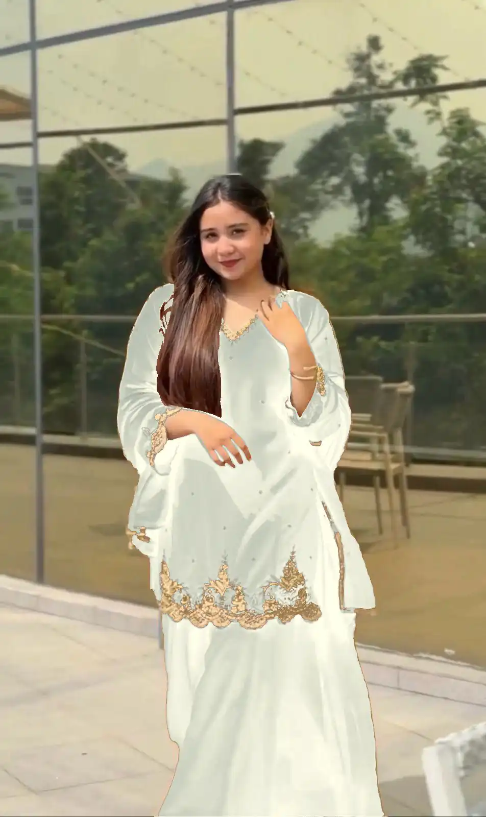 White Fox Georgette Lace Embroidery Work Salwar Suit - Image 2