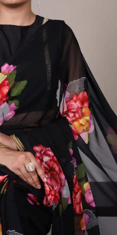 YNF 7009 Black Chiffon Saree with Lace Work. Wedding, Party, Festive, Events, Exclusive Offer ₹1749. Delivery 4-6 Working Days. Shop now. | Sarees, Bollywood Sarees, Creative Sarees, Designer Sarees, Embroidered Sarees, Ethnic Saree, Modern Digital sarees, Party Wear Sarees