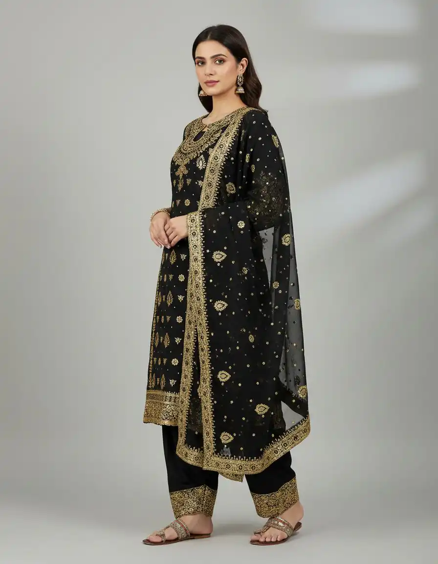 SRK 5231 Red Color Pure Chinnon Silk With Embroidery Sequence Work Salwar Suit Casual, Wedding, Party, Festive, Events Etc.4-6 Working Days@ 2699/-only | Jump Suits, Salwar suit, Casual Suits, Creative suits, Designer Suits, Palazzo Suits, Party Wear Suits, Patiala Suits, Straight Suits