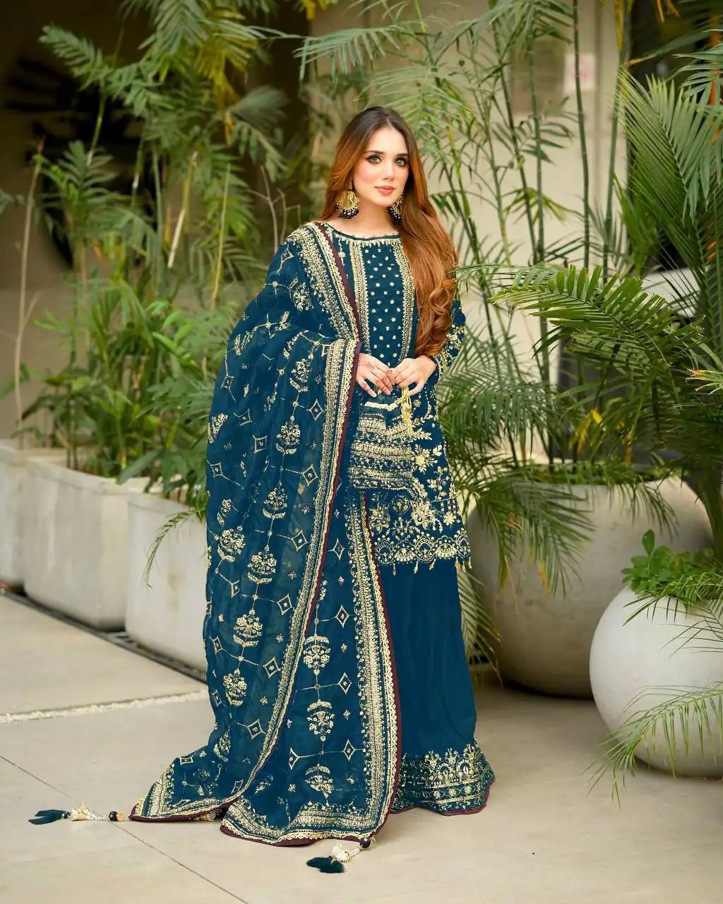 AD 213 Blue Khajuri Crush Georgette Salwar Suit with Lace Work & Embroidery Work. Festive Deal ₹2649. Delivery 4-6 Working Days. Shop now. | Jump Suits, Salwar suit, Casual Suits, Creative suits, Designer Suits, Palazzo Suits, Party Wear Suits, Patiala Suits, Straight Suits