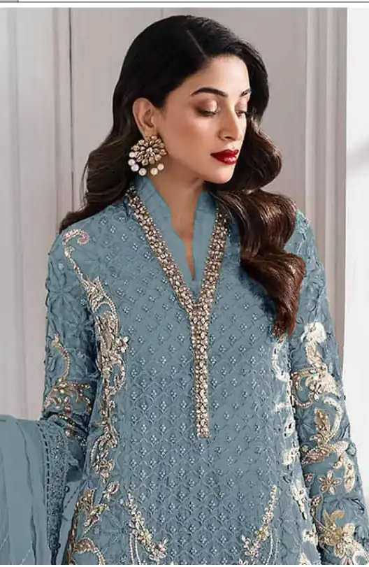 FC 1192 Blue Color Georgette Salwar Suit with Embroidery Work. Introductory Price ₹2499. Delivery 4-6 Working Days. Shop now. | Jump Suits, Salwar suit, Casual Suits, Creative suits, Designer Suits, Palazzo Suits, Party Wear Suits, Patiala Suits, Straight Suits