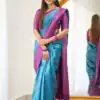 KPR 177 Blue in Soft Lichi Silk Jacquard Work Designer Work Saree . Now at just ₹1449. Delivery 4-6 Working Days. Shop now. | Sarees, Bollywood Sarees, Creative Sarees, Designer Sarees, Embroidered Sarees, Ethnic Saree, Modern Digital sarees, Party Wear Sarees