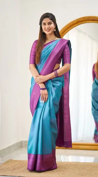KPR 177 Blue in Soft Lichi Silk Jacquard Work Designer Work Saree . Now at just ₹1449. Delivery 4-6 Working Days. Shop now. | Sarees, Bollywood Sarees, Creative Sarees, Designer Sarees, Embroidered Sarees, Ethnic Saree, Modern Digital sarees, Party Wear Sarees