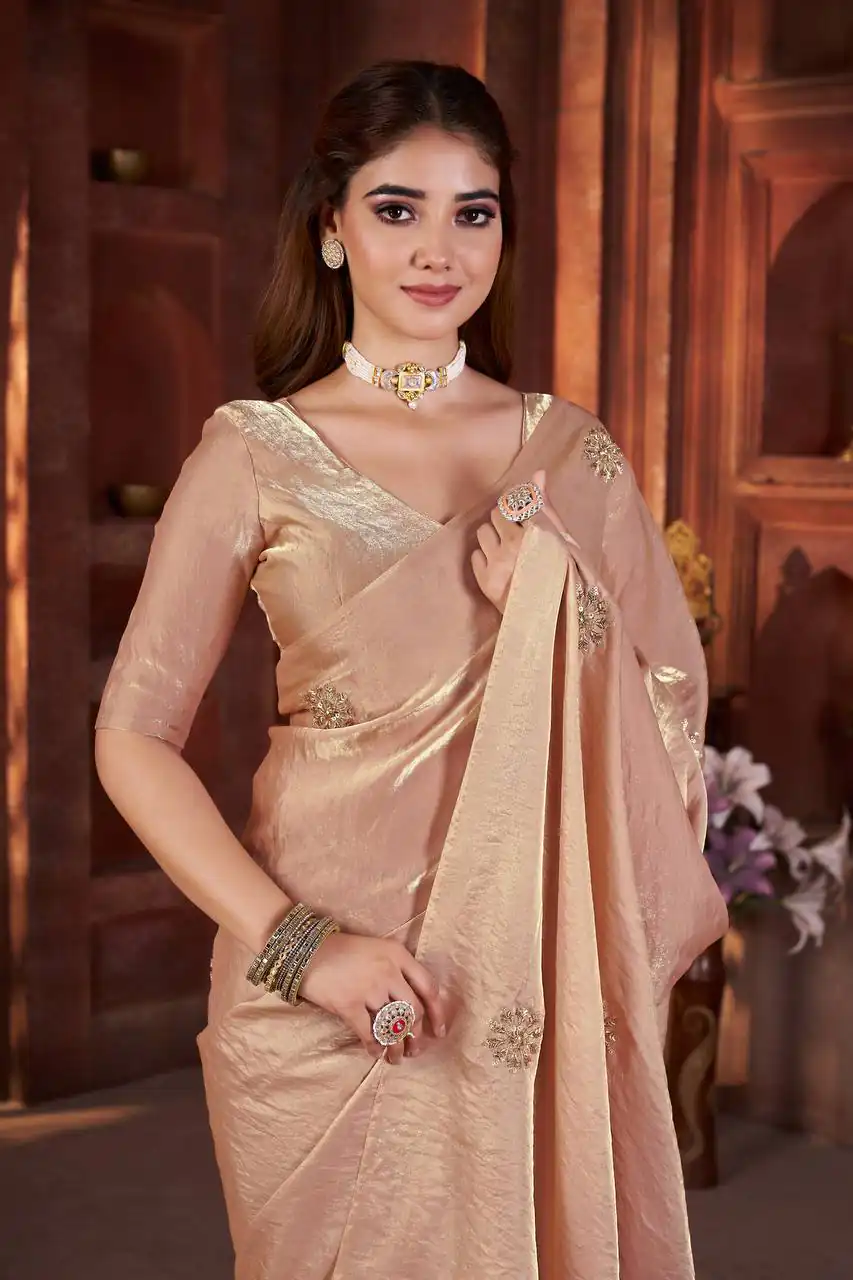 BT 3142 Cream Fandy Satin Silk Saree Perfect for Wedding, Party, Karwa Chauth, Reception, Pooja – . Festive Deal ₹1999. Delivery 4-6 Working Days. | Sarees, Bollywood Sarees, Creative Sarees, Designer Sarees, Embroidered Sarees, Ethnic Saree, Modern Digital sarees, Party Wear Sarees