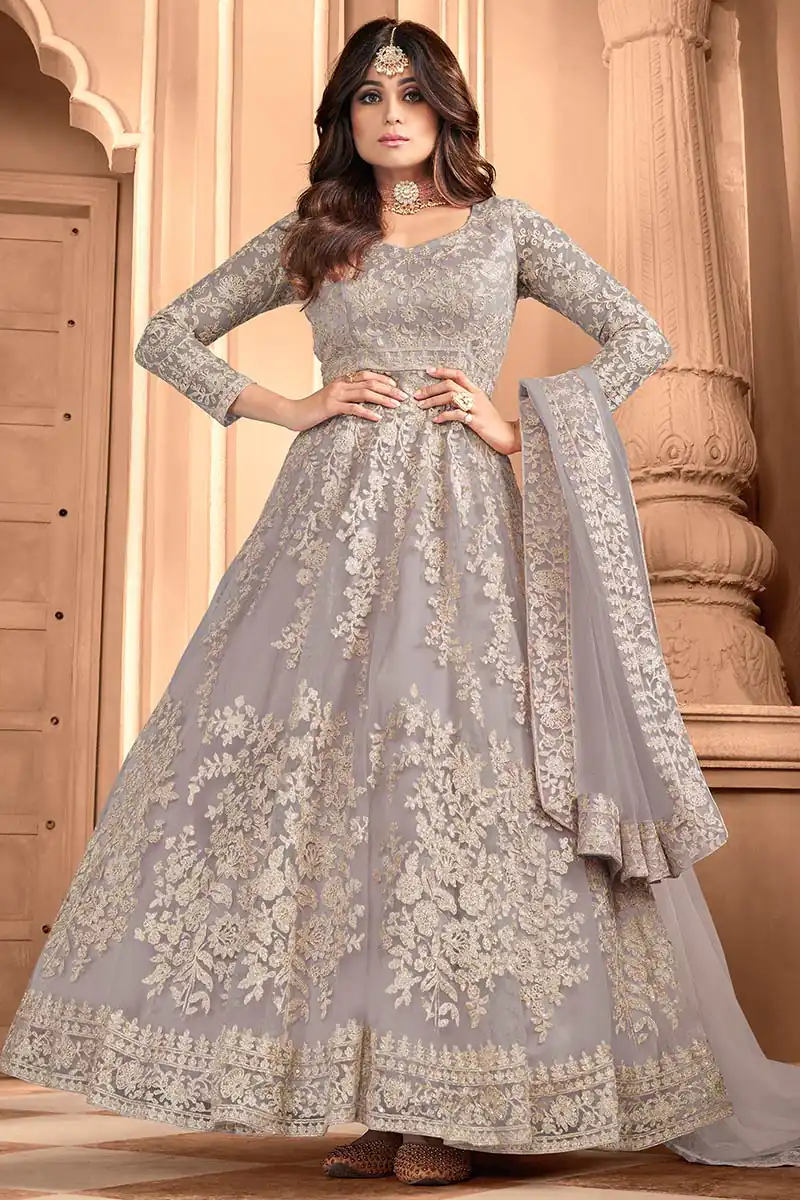 FC 8356 Grey in Color Heavy Net Embroidery Work Salwar Suit . Wedding, Party, Festive, Events, Special Price ₹3199. Delivery 4-6 Working Days. Shop now. | Jump Suits, Salwar suit, Casual Suits, Creative suits, Designer Suits, Palazzo Suits, Party Wear Suits, Patiala Suits, Straight Suits
