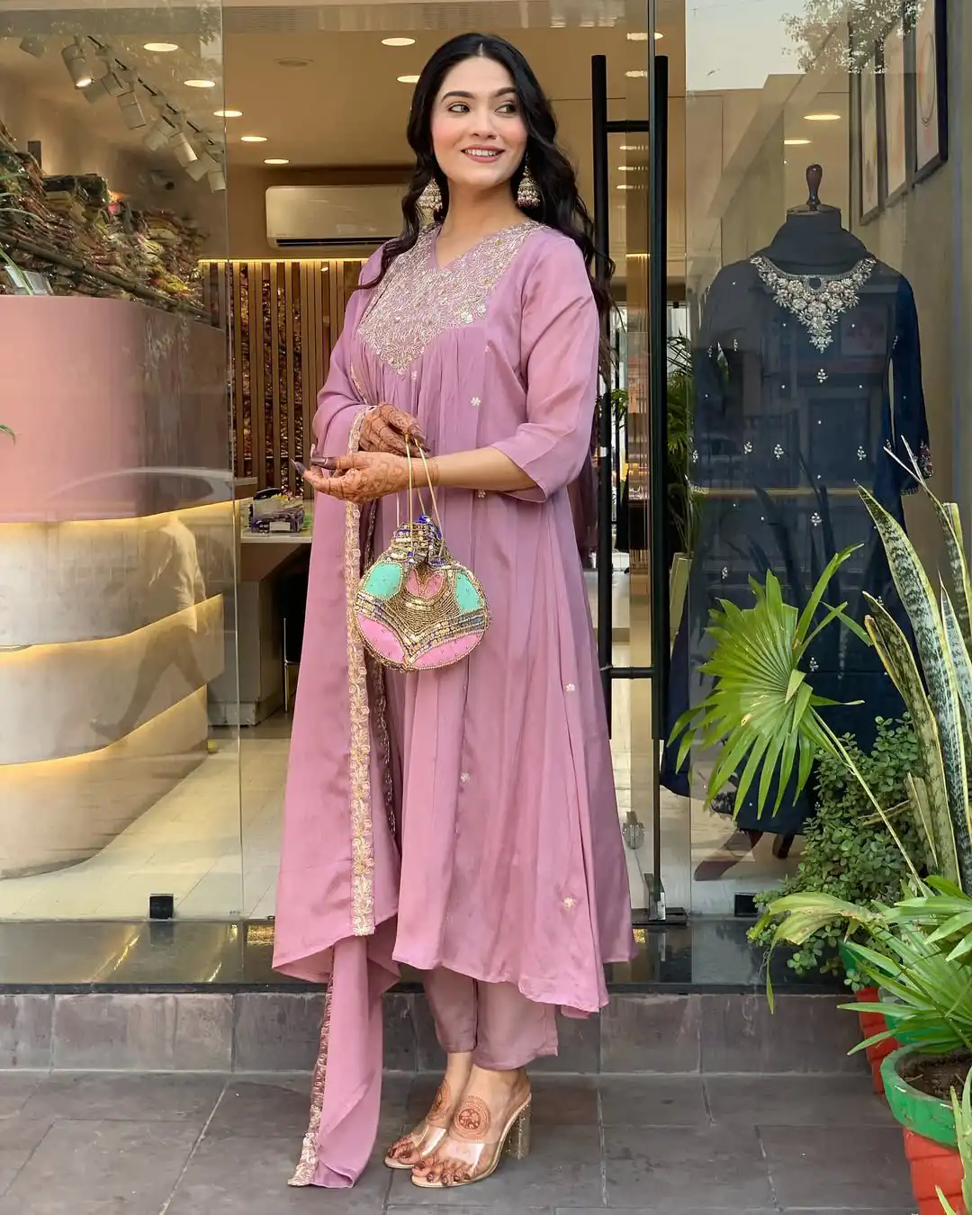 MF 818 Light Lavender Color Cotton Silk Salwar Suit with Mirror Work. Introductory Price ₹1699. Delivery 4-6 Working Days. Shop now. | Jump Suits, Salwar suit, Casual Suits, Creative suits, Designer Suits, Palazzo Suits, Party Wear Suits, Patiala Suits, Straight Suits