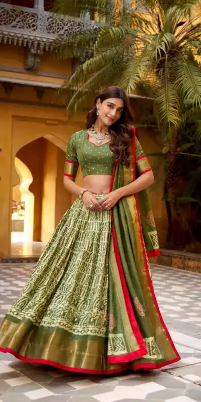 LNB 1252 Mahendi Dola Silk Lehenga Choli Perfect for Wedding, Party, Raksha Bandhan, Engagement, Onam – . Now at just ₹2449. Delivery 4-6 Working Days. | Lehenga, Bollywood Lehenga, Creative Lehenga, Designer Lehenga, Embroidered Lehenga, Party Wear Lehenga
