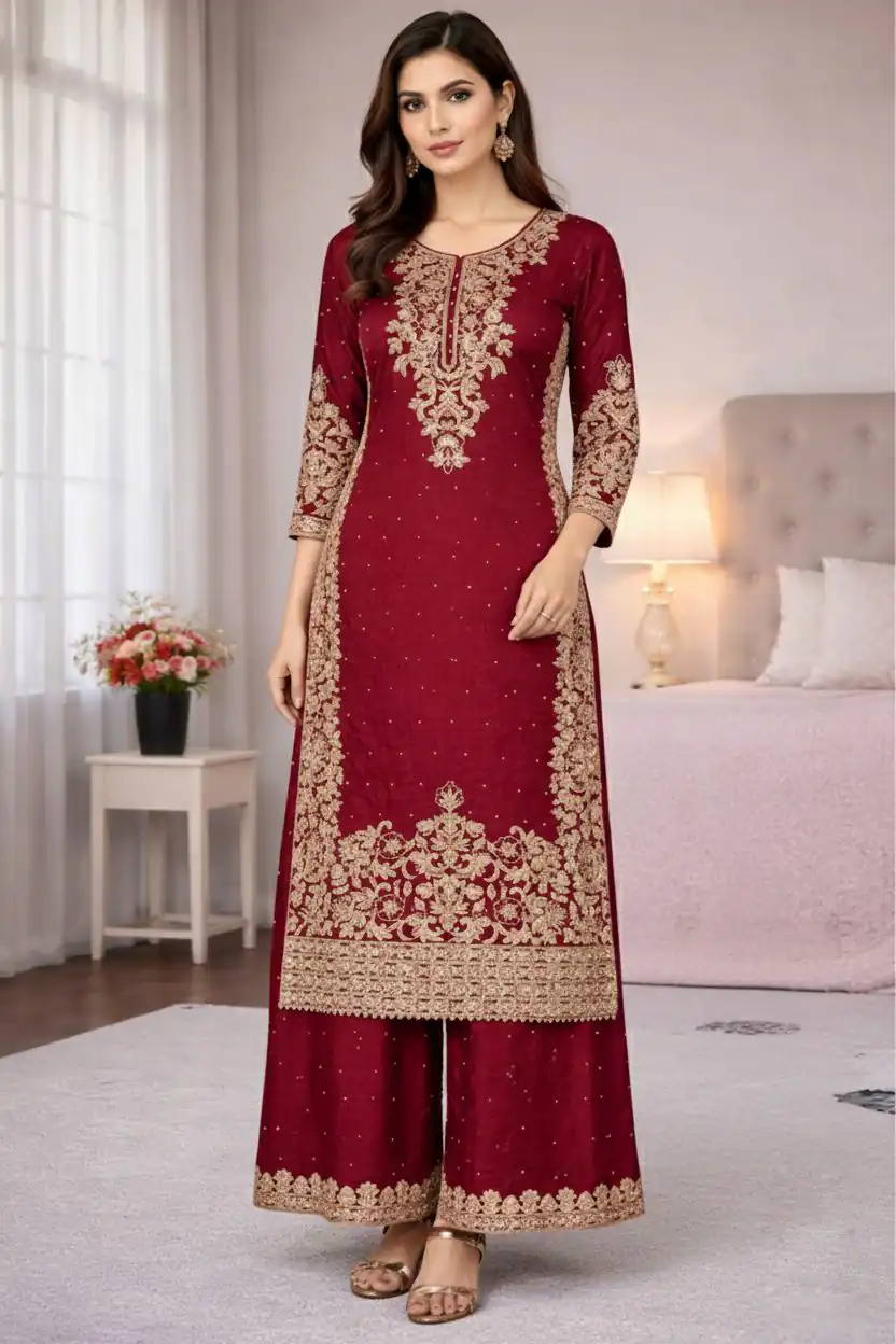 SSR 535 Maroon in Organza Silk Embroidery Work Salwar Suit . Available at ₹2399 only. Delivery 4-6 Working Days. Shop now. | Jump Suits, Salwar suit, Casual Suits, Creative suits, Designer Suits, Palazzo Suits, Party Wear Suits, Patiala Suits, Straight Suits
