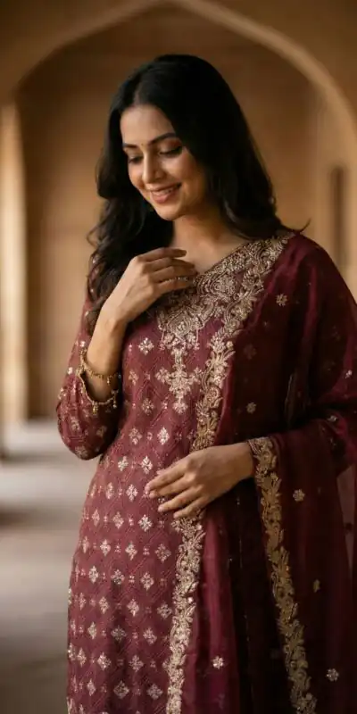 ZSR 3158 Maroon in Organza Silk Lace Work & Embroidery Work Salwar Suit . Get it for ₹2399. Delivery 4-6 Working Days. Shop now. | Jump Suits, Salwar suit, Casual Suits, Creative suits, Designer Suits, Palazzo Suits, Party Wear Suits, Patiala Suits, Straight Suits