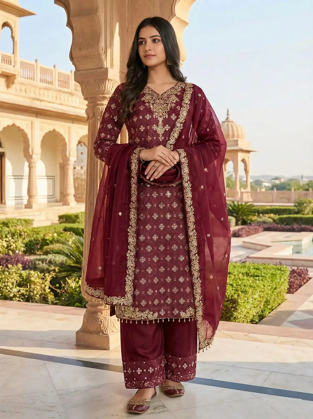 ZSR 3158 Maroon in Organza Silk Lace Work & Embroidery Work Salwar Suit . Get it for ₹2399. Delivery 4-6 Working Days. Shop now. | Jump Suits, Salwar suit, Casual Suits, Creative suits, Designer Suits, Palazzo Suits, Party Wear Suits, Patiala Suits, Straight Suits