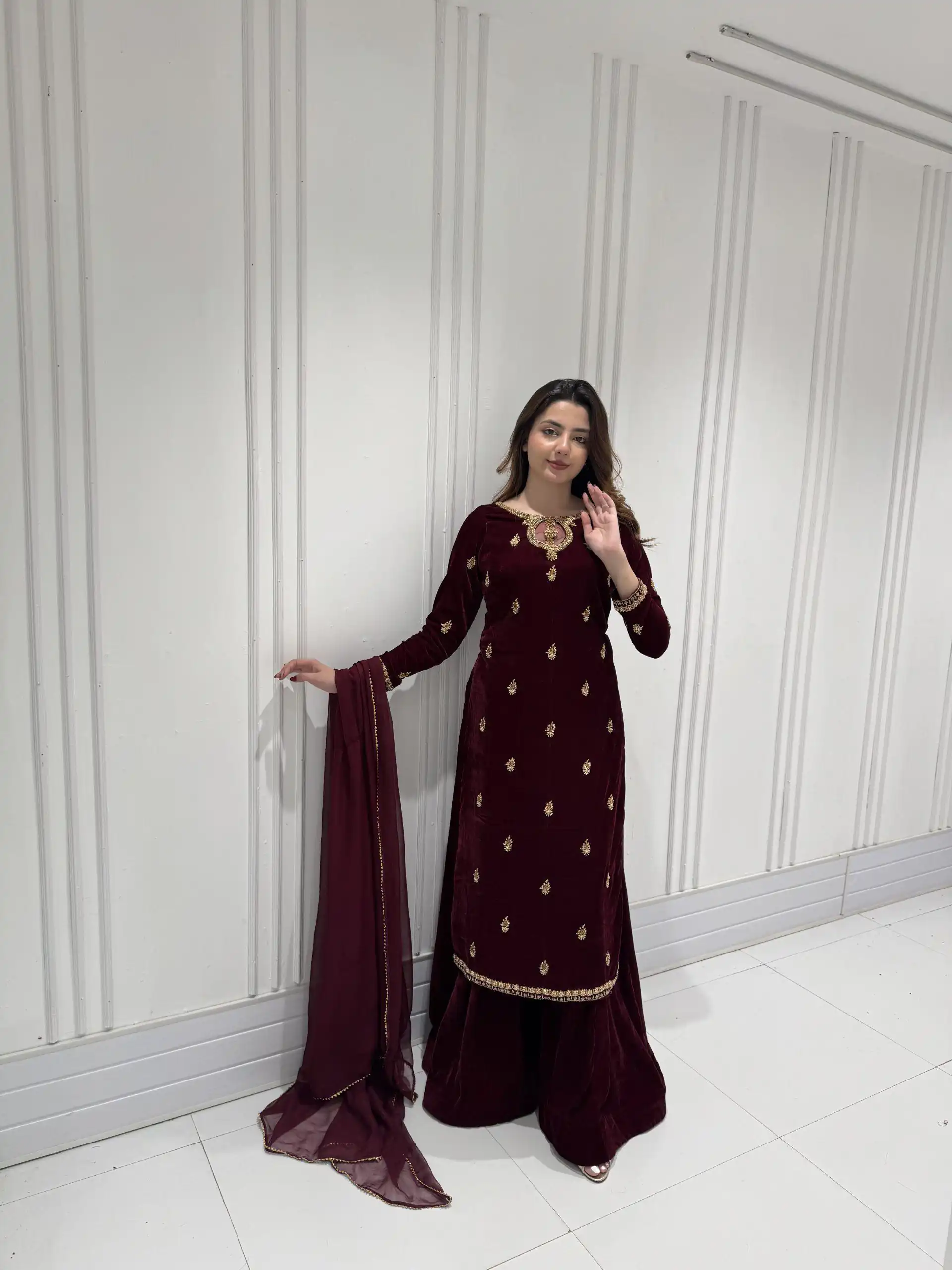 LG 2033 Maroon Color Velvet Embroidery Work Salwar Suit . Wedding, Party, Festive, Events, Available at ₹1949 only. Delivery 4-6 Working Days. Shop now. | Jump Suits, Tops & Bottoms, Track Suits, Salwar suit, Casual Suits, Creative suits, Designer Suits, Palazzo Suits, Party Wear Suits, Patiala Suits, Straight Suits, Trendy Wear