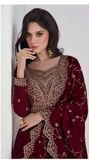 FC Saroj 9943 Maroon Vichitra Salwar Suit with Embroidery Work & Lace Work. Special Price ₹3049. Delivery 4-6 Working Days. Shop now. | Jump Suits, Salwar suit, Casual Suits, Creative suits, Designer Suits, Palazzo Suits, Party Wear Suits, Patiala Suits, Straight Suits