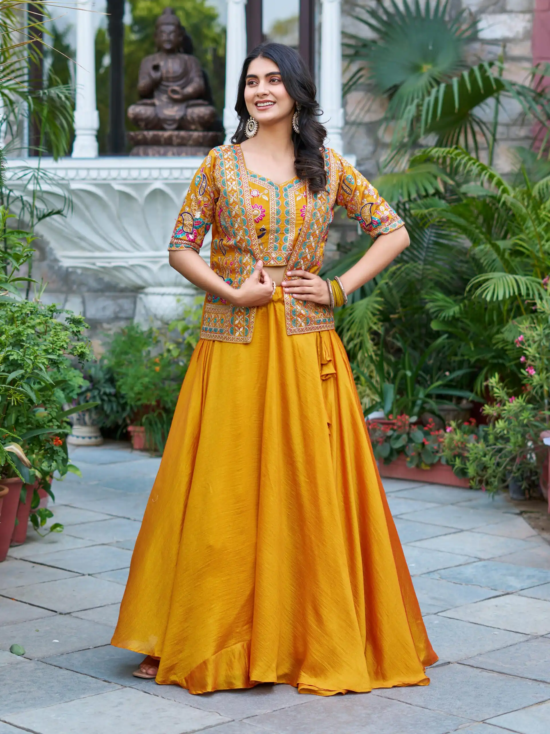 Ram 142 Mustered Vichitra Lehenga Choli with Embroidery Work & Thread Embroidery. Introductory Price ₹2549. Delivery 4-6 Working Days. Shop now. | Lehenga, Bollywood Lehenga, Creative Lehenga, Designer Lehenga, Embroidered Lehenga, Party Wear Lehenga