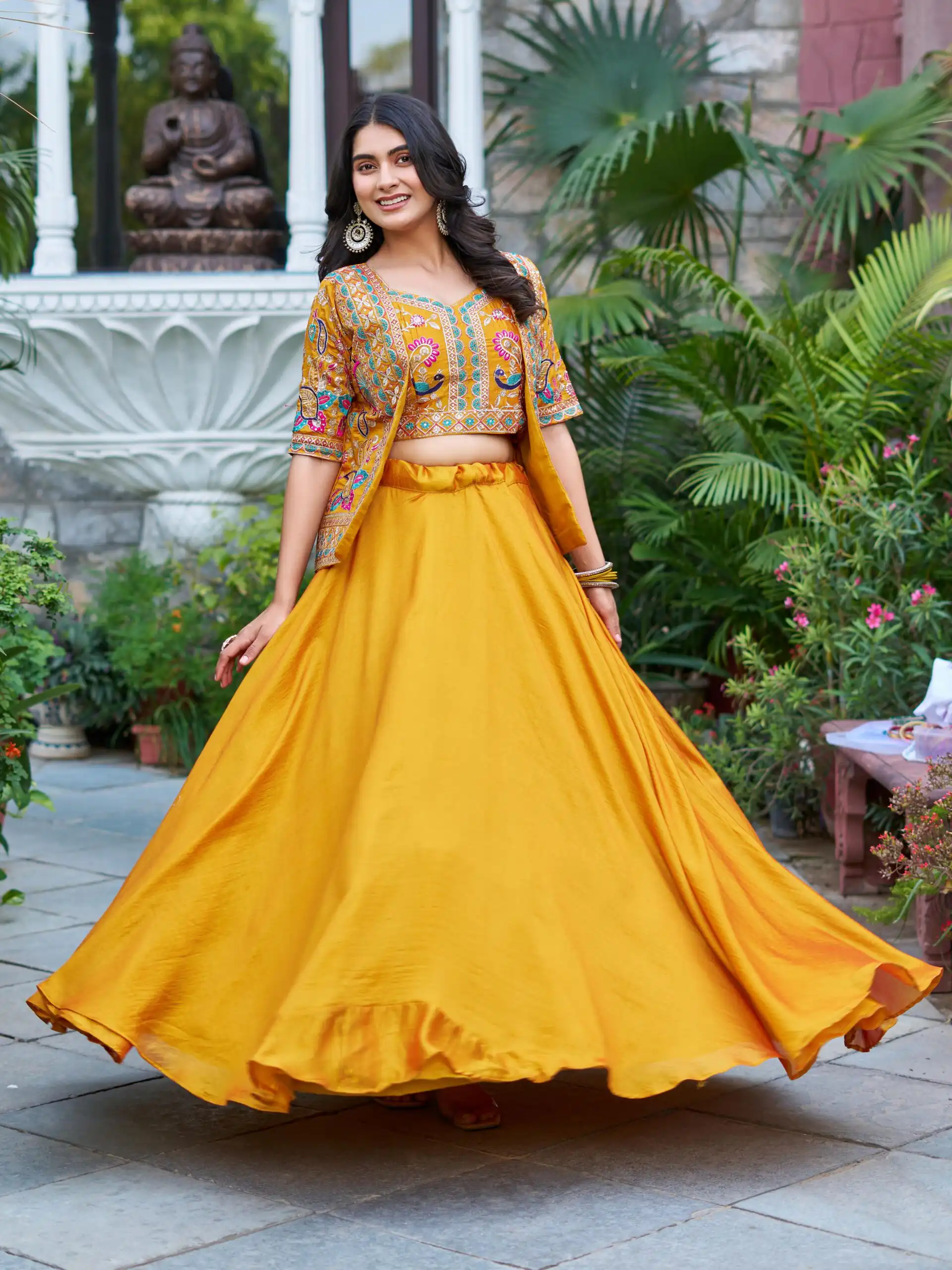 Ram 142 Mustered Vichitra Lehenga Choli with Embroidery Work & Thread Embroidery. Introductory Price ₹2549. Delivery 4-6 Working Days. Shop now. | Lehenga, Bollywood Lehenga, Creative Lehenga, Designer Lehenga, Embroidered Lehenga, Party Wear Lehenga