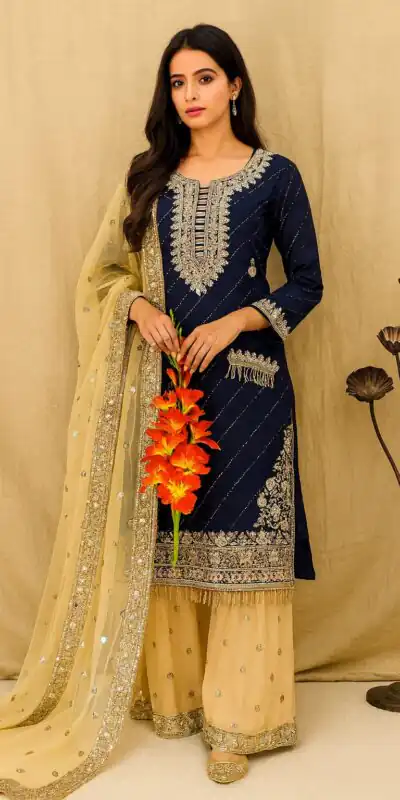 VLM 312 Navy Blue Fox Goargate Salwar Suit Perfect for Wedding, Party, Lohri, Housewarming, Anniversary – . Get it for ₹2399. Delivery 4-6 Working | Jump Suits, Salwar suit, Casual Suits, Creative suits, Designer Suits, Palazzo Suits, Party Wear Suits, Patiala Suits, Straight Suits