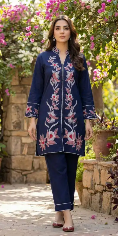 Kurti INLI Libas Navy Blue in Rayon Embroidery Work . Wedding, Party, Festive, EventsGet it for ₹1599. Delivery 4-6 Working Days. Shop now. | Kurti, Bollywood Kurti, Creative Kurtis, Designer Kurti, Party Wear Kurti, Selfie Kurti