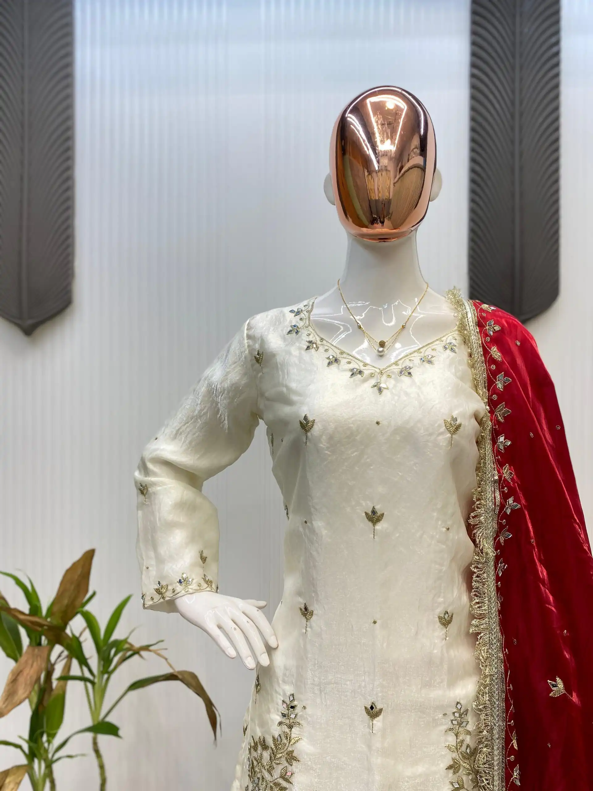 LG 1985 Off White Fandy Salwar Suit with Mirror Work & Embroidery Work. Introductory Price ₹2599. Delivery 4-6 Working Days. Shop now. | Jump Suits, Salwar suit, Casual Suits, Creative suits, Designer Suits, Palazzo Suits, Party Wear Suits, Patiala Suits, Straight Suits