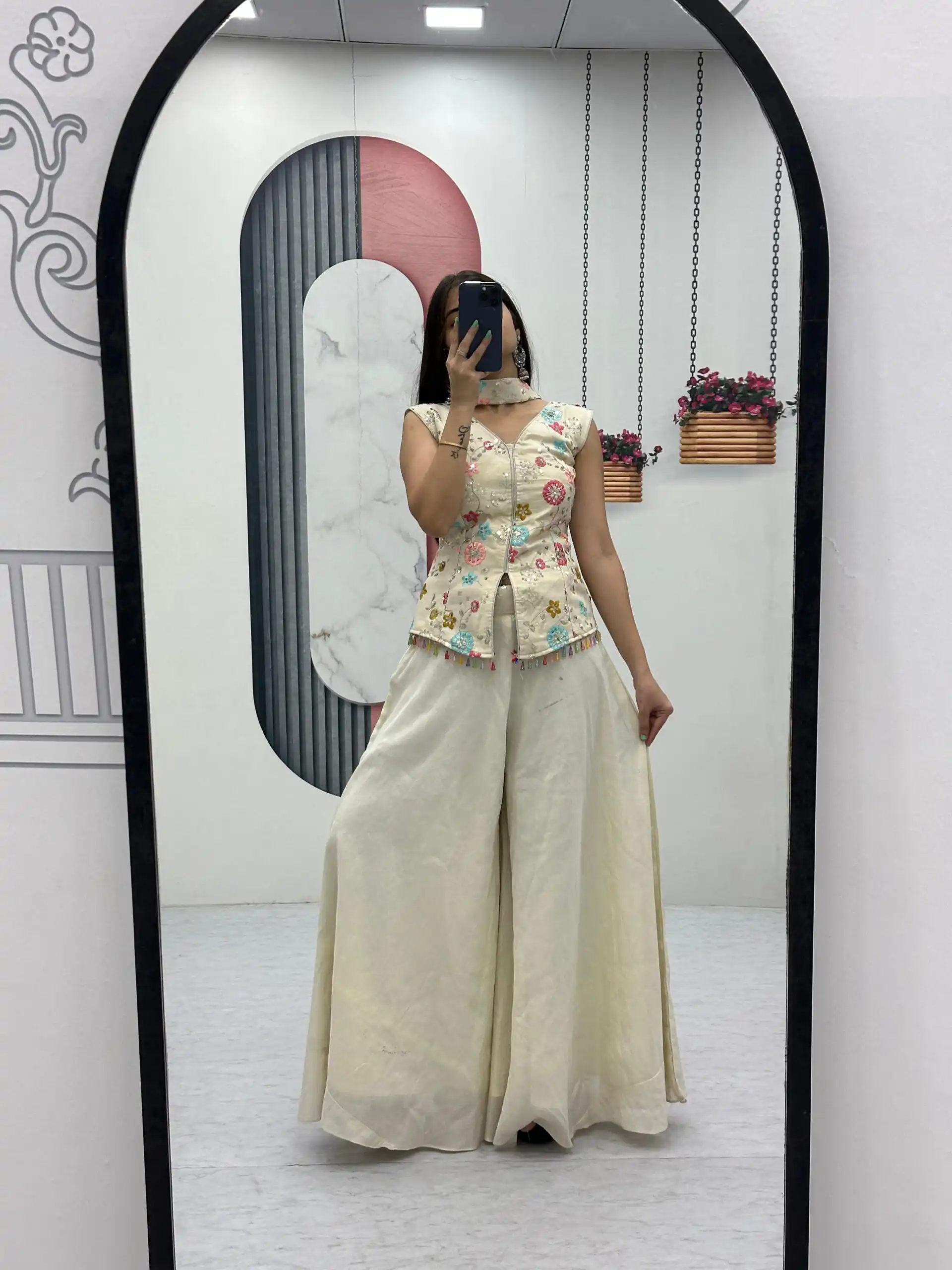 PC 451 Off White Tissue Simmer Salwar Suit with Embroidery Work. Available at ₹2549 only. Delivery 4-6 Working Days. Shop now. | Jump Suits, Salwar suit, Casual Suits, Creative suits, Designer Suits, Palazzo Suits, Party Wear Suits, Patiala Suits, Straight Suits