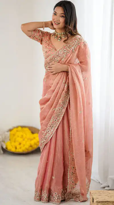 JR 645 Peach Fandy chiffon Saree Perfect for Wedding, Party, Housewarming, Durga Puja, Traditional Day – . Special Price ₹1949. Delivery 4-6 Working Day | Sarees, Bollywood Sarees, Creative Sarees, Designer Sarees, Embroidered Sarees, Ethnic Saree, Modern Digital sarees, Party Wear Sarees