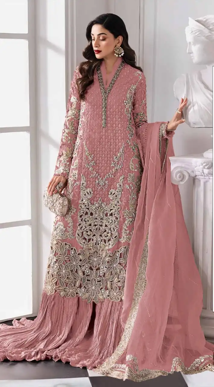 FC 1192 Peach Color Georgette Salwar Suit with Embroidery Work. Introductory Price ₹2499. Delivery 4-6 Working Days. Shop now. | Jump Suits, Salwar suit, Casual Suits, Creative suits, Designer Suits, Palazzo Suits, Party Wear Suits, Patiala Suits, Straight Suits