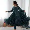 SRK 5305 Peacock Blue Color Mal Chanderi Gown with Mirror Work & Lace Work. Grab it for ₹2399. Delivery 4-6 Working Days. Shop now. | Gowns, Bollywood Gowns, Creative Gowns, Designer Gowns, Embroidered Gowns, Party Wear Gowns