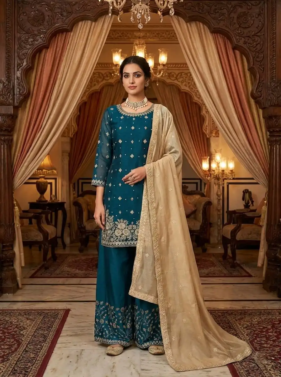KD 1549 Peacock Blue Sequence Work Organza Silk Salwar Suit with Designer Work. Affordable Price ₹2149. Delivery 4-6 Working Days. Shop now. | Jump Suits, Tops & Bottoms, Track Suits, Salwar suit, Casual Suits, Creative suits, Designer Suits, Palazzo Suits, Party Wear Suits, Patiala Suits, Straight Suits, Trendy Wear