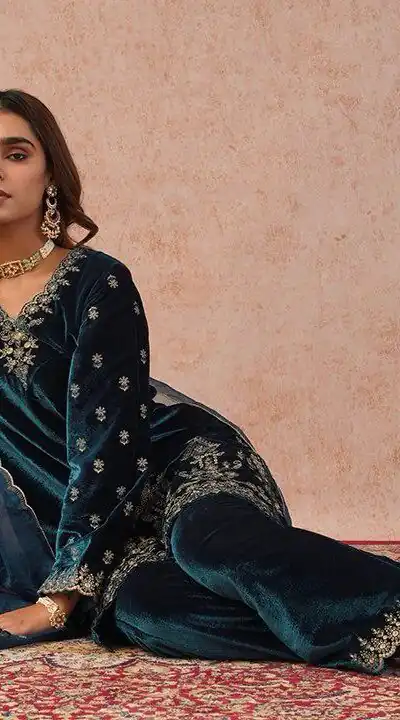 KD 1547 Peacock Blue Viscose Velvet Salwar Suit with Designer Work. Special Price ₹2099. Delivery 4-6 Working Days. Shop now. | Jump Suits, Salwar suit, Casual Suits, Creative suits, Designer Suits, Palazzo Suits, Party Wear Suits, Patiala Suits, Straight Suits