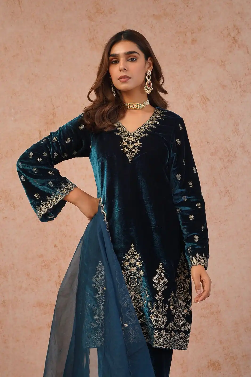 KD 1547 Peacock Blue Viscose Velvet Salwar Suit with Designer Work. Special Price ₹2099. Delivery 4-6 Working Days. Shop now. | Jump Suits, Salwar suit, Casual Suits, Creative suits, Designer Suits, Palazzo Suits, Party Wear Suits, Patiala Suits, Straight Suits